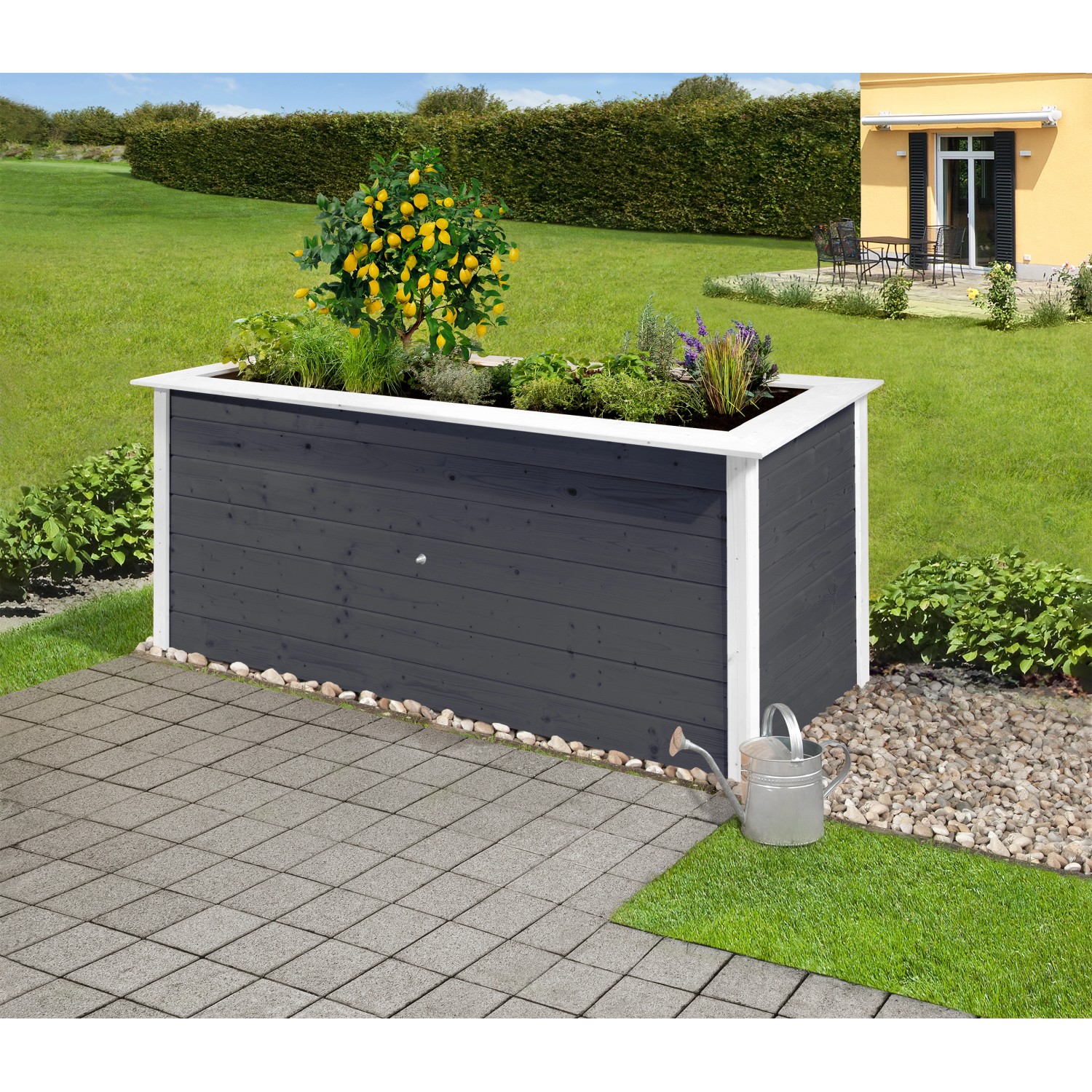 Weka Vyvýšený záhon Herba, antracitová/biela 205 x 80 x 81 cm