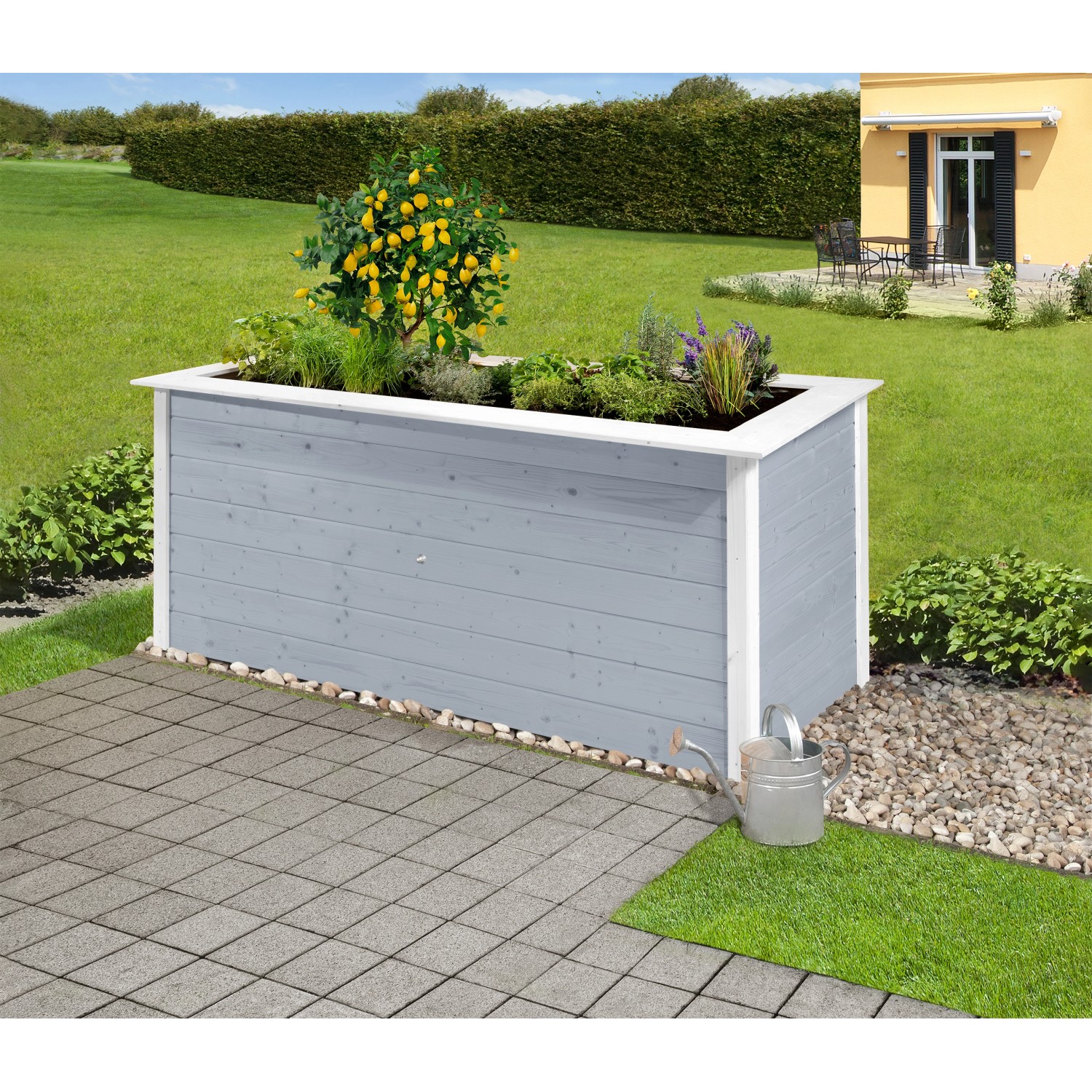 Weka Vyvýšený záhon Herba, sivá/biela 205 x 80 x 81 cm