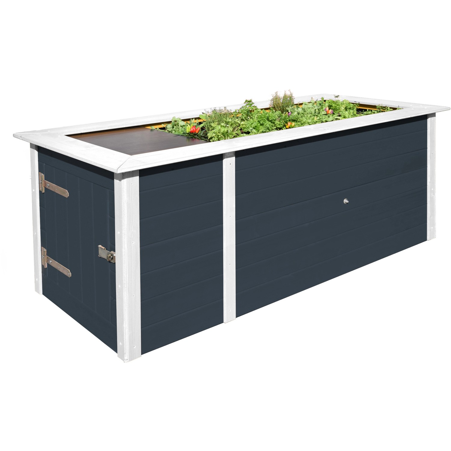 Weka Vyvýšený záhon so skrinkou, antracitový 205 x 79 x 81 cm