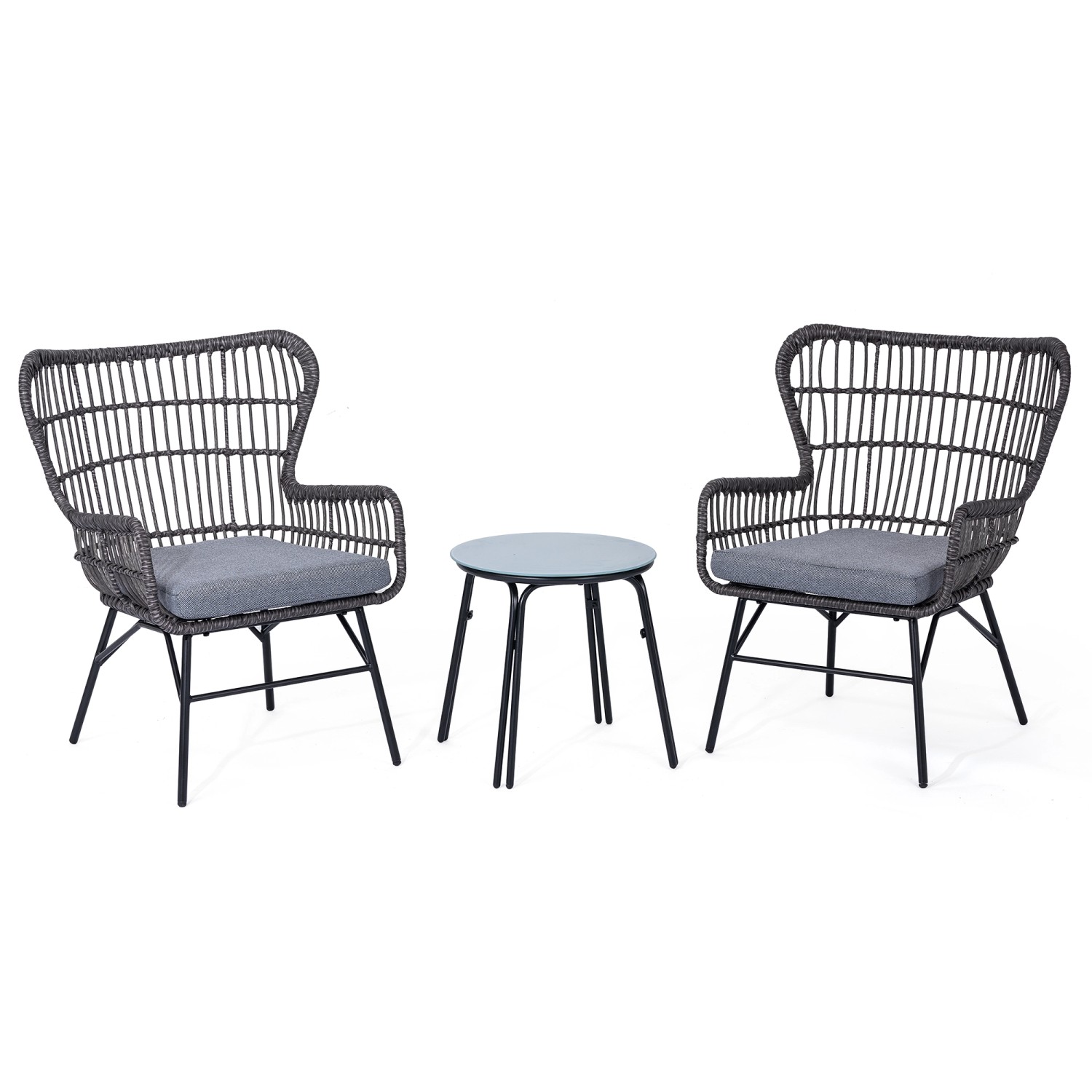 Zostava záhradného nábytku Rindal, umelý ratan, 3-dielna