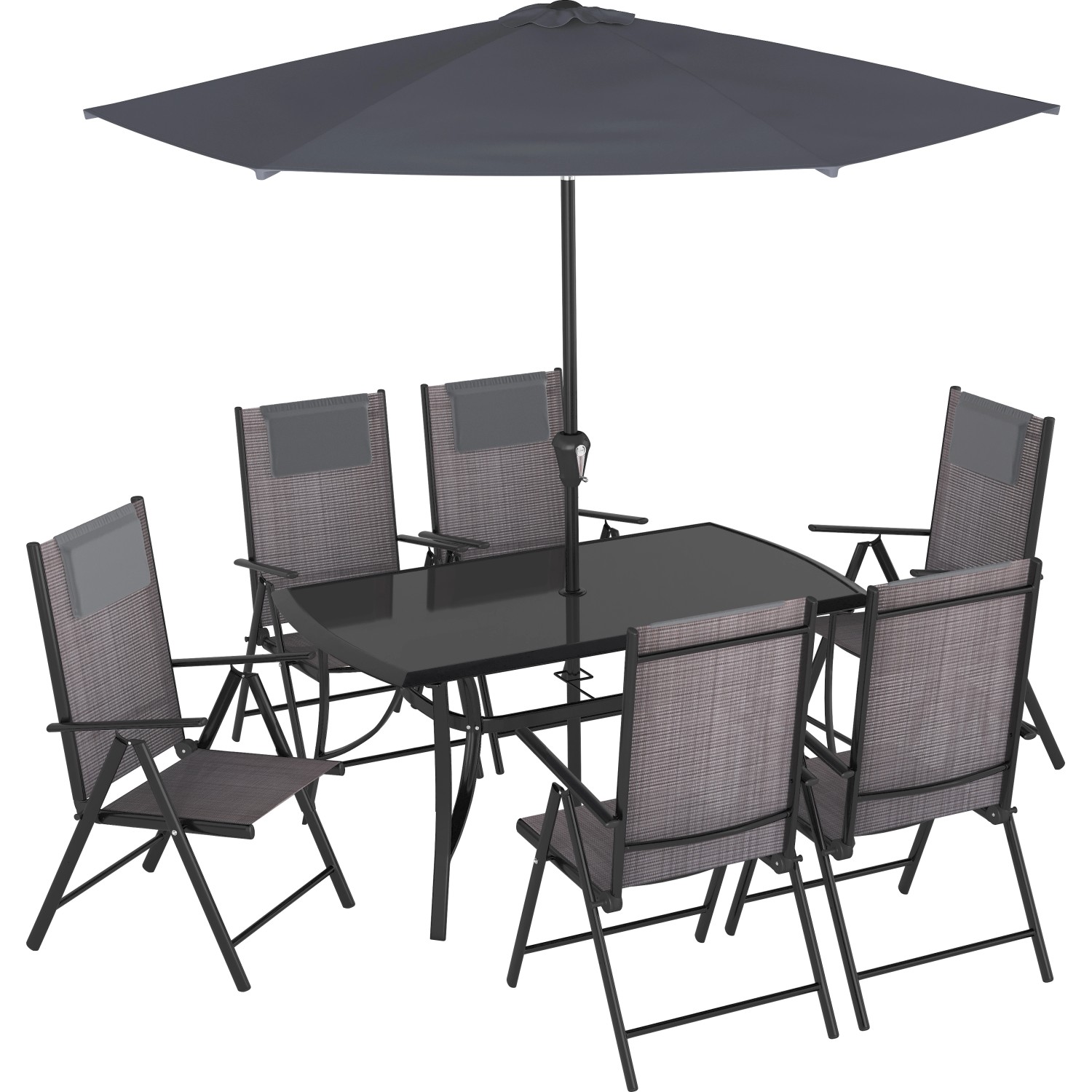 Zostava záhradného nábytku Travessa hliník/tmavo sivá, 8-dielna